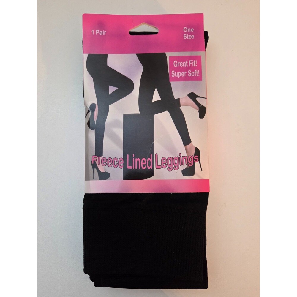 3 Packs- Fleece Lined Leggings Black One Size Fits All NEW